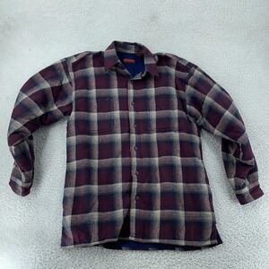 Wolverine Fleece Lined Flannel Shirt Jacket Mens Medium‎ Red Navy Plaid Workwear